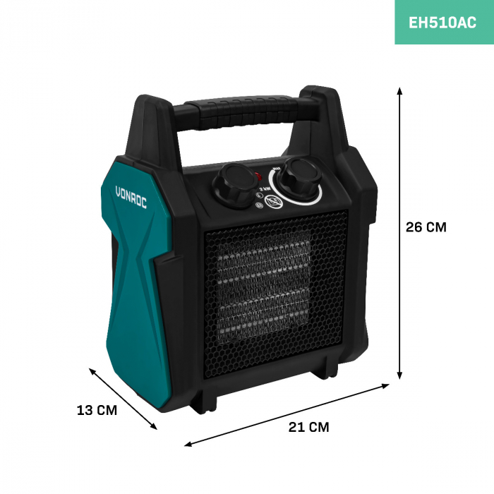 Electric fan heater - 1000W/2000W - ceramic