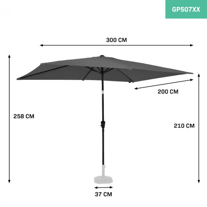 Parasol Rapallo 200x300cm - Rectangular parasol | Grey
