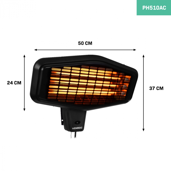Heater Amiata 2200W - Wall mounting - Quartz element | 3 heat levels