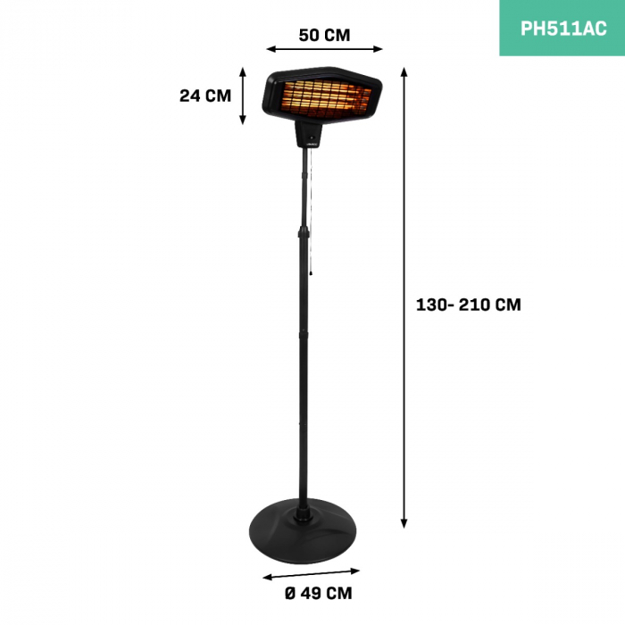 Heater Amiata 2200W – Standing model - Quartz element | 3 heat levels