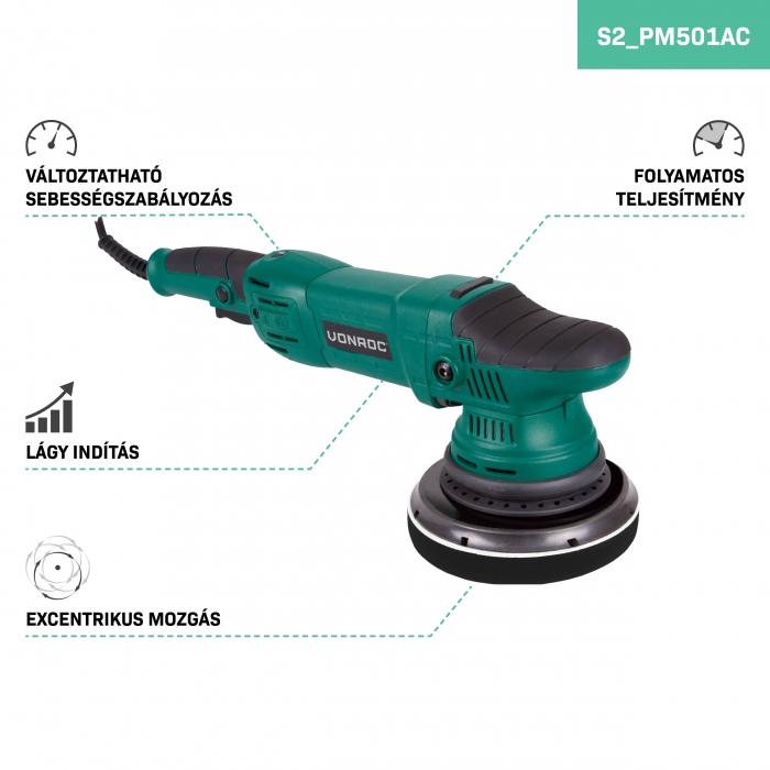 Dual action polisher 1050W - 150mm | Incl. 7 polishing pads