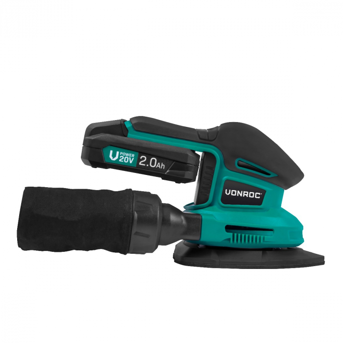 Mouse sander 20V – 2.0Ah | Incl. 2 batteries and quick charger