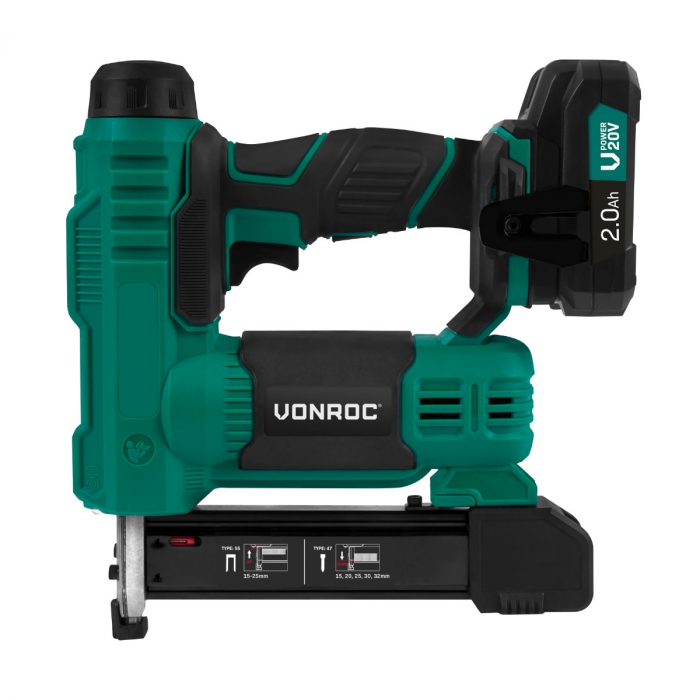 Staple gun 20V – 2.0Ah - Incl. staples and nails | Incl. 2 batteries and quick charger