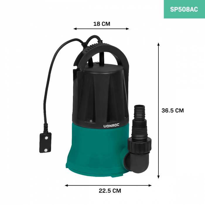Submersible pump 400W - 6000l/h - Flat suction pump | For clean water