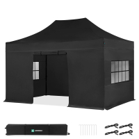 Party Tent - 3x4.5 m - Premium Easy-Up Party Tent | Set incl. Sidewalls – Black