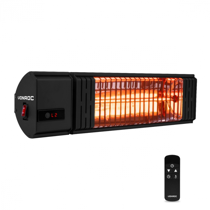 Teraszfűtő Volsini 2000W – Tart. távirányító és LCD képernyő| Fekete main product photo